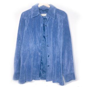 100% Suede Leather Blue Women's Jacket
